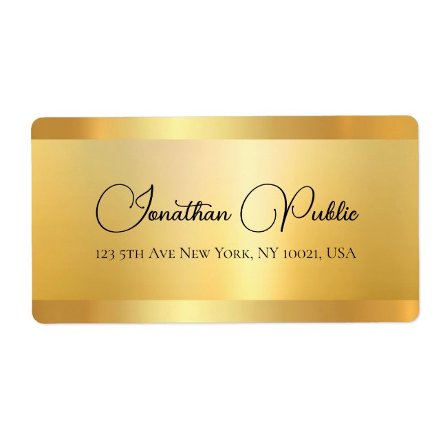 Gold Look Typography Hand Script Shipping Address Label (Front)