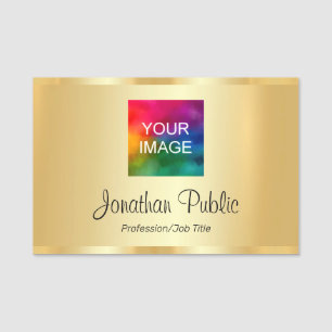 Gold Look Upload Your Photo or Business Logo to Name Tag