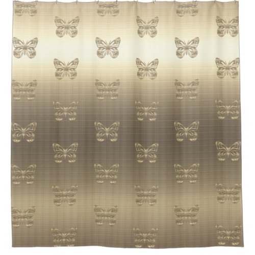 Gold Look Vintage Style Butterflies Shower Curtain