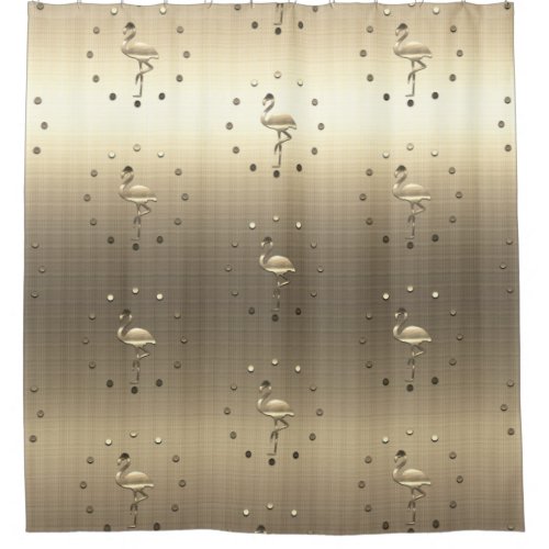 Gold Look Vintage Style Flamingos Shower Curtain