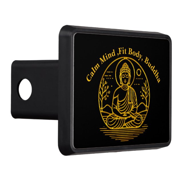 Gold Looking Buddha Seated in Serene Meditation Hitch Cover (Right)