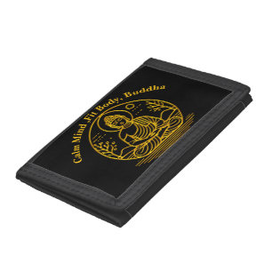 Gold Looking Buddha Seated in Serene Meditation Tri-fold Wallet