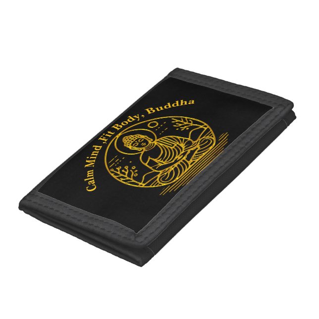 Gold Looking Buddha Seated in Serene Meditation Trifold Wallet (Bottom)