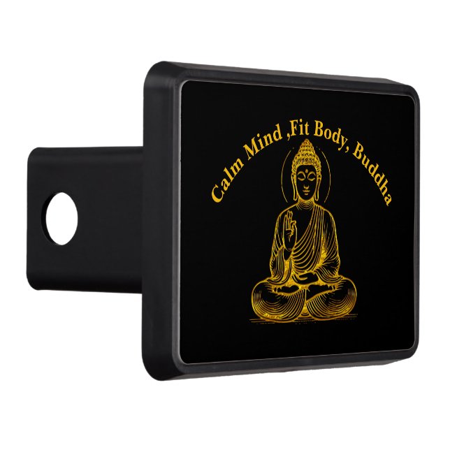 Gold Looking Buddha Statue Radiating Tranquility Hitch Cover (Right)