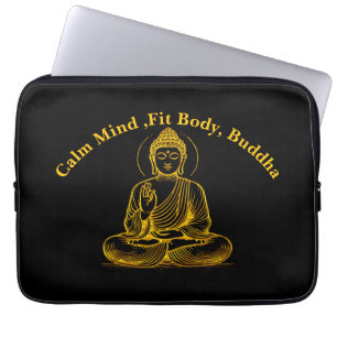 Gold Looking Buddha Statue Radiating Tranquility Laptop Sleeve