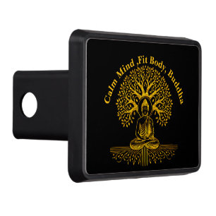 Gold Looking Buddha Surrounded by Intricate Leaves Hitch Cover