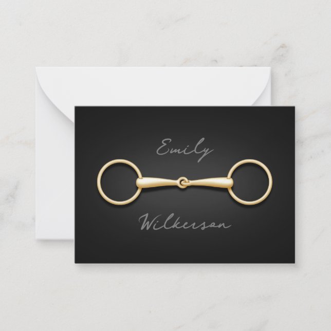 Gold Loose Ring Snaffle Bit Custom Equestrian Note Card (Front)