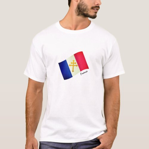Gold Lorraine Cross  French Flag  France T_Shirt