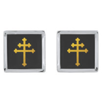Gold Lorraine Cross on Black / Business fashion Cu Cufflinks