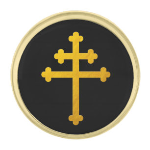 Gold Lorraine Cross on Black / Business fashion Finish Lapel Pin