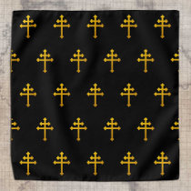 Gold Lorraine Cross on Black / Christian Bandana