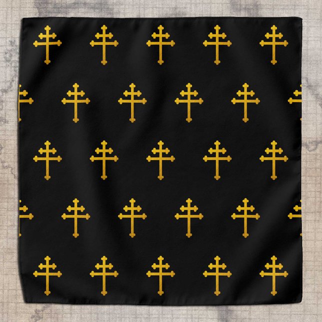Gold Lorraine Cross on Black / Christian Bandana (Creator Uploaded)