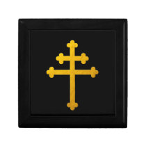 Gold Lorraine Cross on Black / Christian  Gift Box