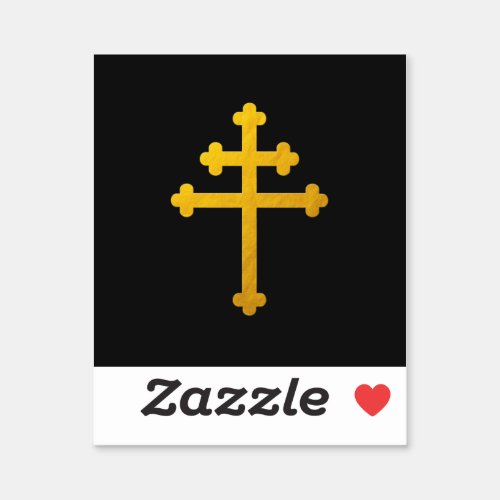 Gold Lorraine Cross on Black  Christian Large Sticker
