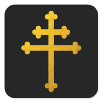 Gold Lorraine Cross on Black / Christian Stickers