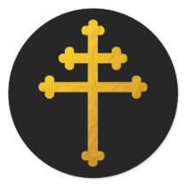 Gold Lorraine Cross on Black / Christian Stickers