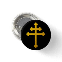 Gold Lorraine Cross on Black / fashion Button