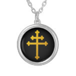 Gold Lorraine Cross on Black / fashion Silver Plated Necklace