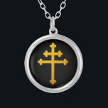 Gold Lorraine Cross on Black / fashion Silver Plated Necklace<br><div class="desc">Necklace: Gold Lorraine Cross on black</div>