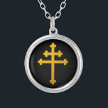 Gold Lorraine Cross on Black / fashion Silver Plated Necklace<br><div class="desc">Necklace: Gold Lorraine Cross on black</div>