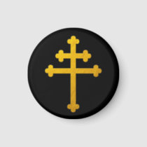 Gold Lorraine Cross on Black  Magnet