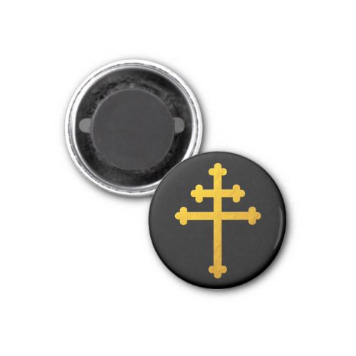 Gold Lorraine Cross on Black  Magnet