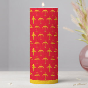 Gold Lorraine Cross on Red / Christian Golden XL Pillar Candle