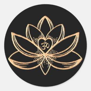 Gold Lotus Classic Round Sticker