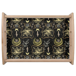 Gold Lotus: Crescent Vintage Elegance. Serving Tray