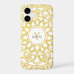 Gold Lotus Floral Mandala Monogram iPhone 17 Case