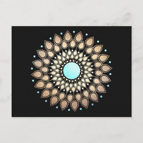 Gold Lotus Floral Mandala Postcard