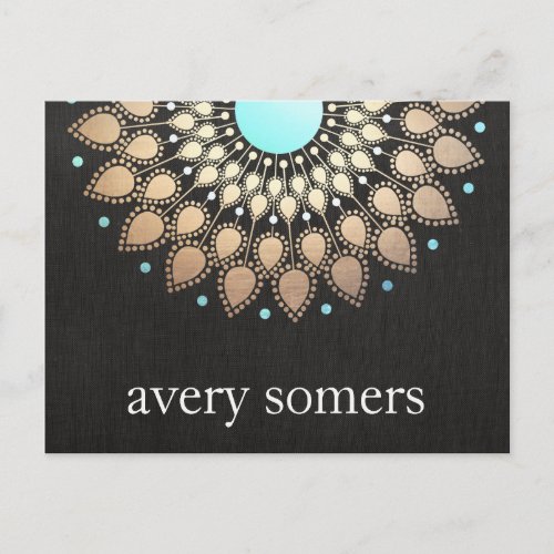 Gold Lotus Floral Mandala Postcard