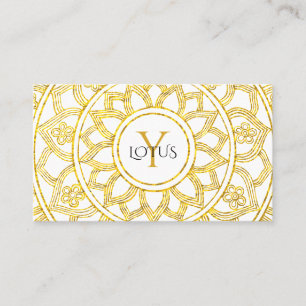 Gold Lotus Floral Mandala Yoga Center Business Card