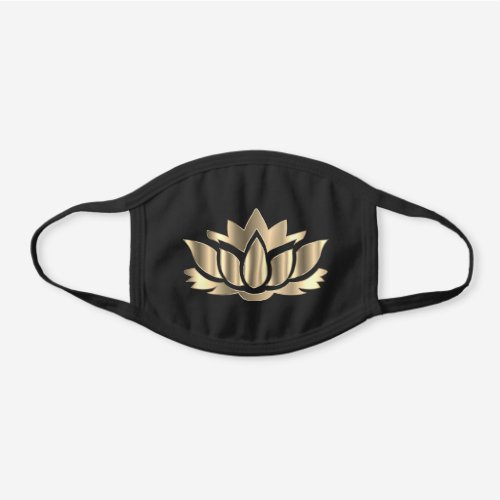 Gold Lotus flower Black Cotton Face Mask