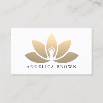 Gold Lotus Flower Business Card by istanbuldesign at Zazzle