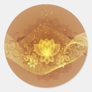 Gold Lotus Flower Classic Round Sticker