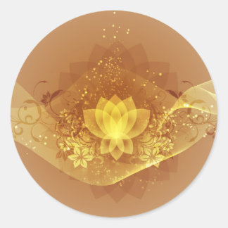 Gold Lotus Flower Classic Round Sticker
