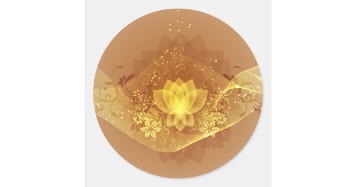 Gold Lotus Flower Classic Round Sticker | Zazzle