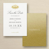 Gold Lotus Flower Custom Wedding Save the Date