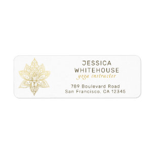 Gold Lotus Flower Elegant Return Address Label