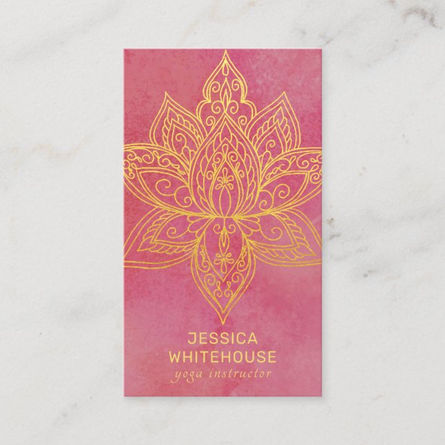 Gold Lotus Flower Elegant Rose  Business Card (Front)