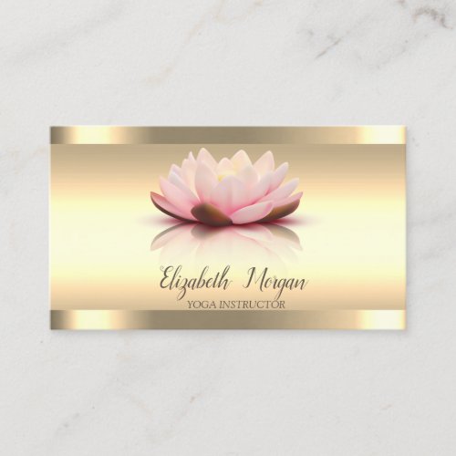 Gold Lotus Flower Gold Stripes Yoga Instructor Business Card