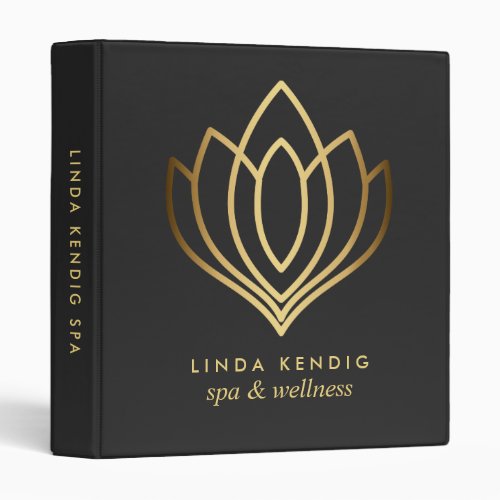 Gold lotus flower logo Gray Small Business 3 Ring Binder