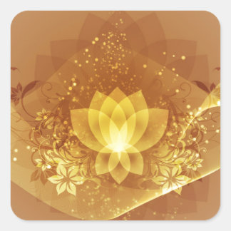 Gold Lotus Flower Square Sticker