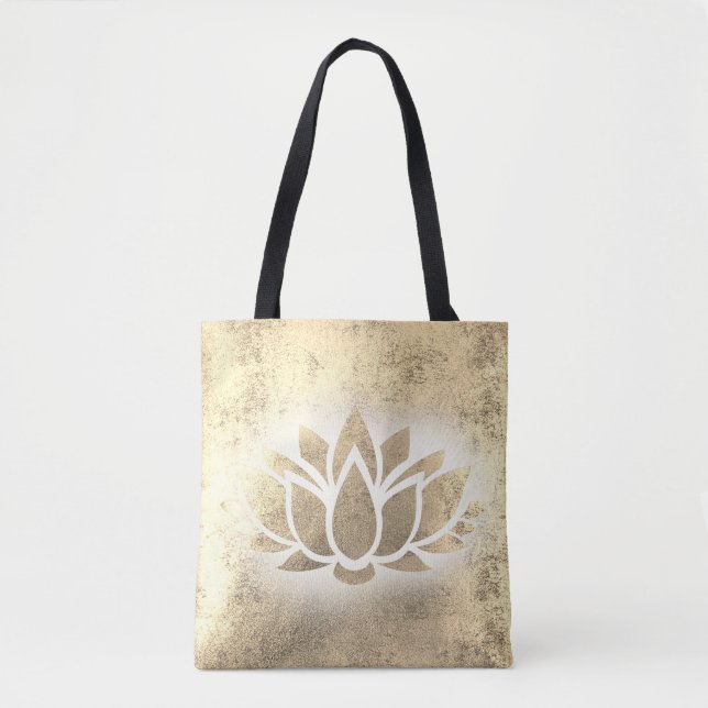 gold lotus flower tote bag (Front)
