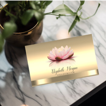 Gold Lotus Flower Yoga Instructor Business Card by Biglibigli at Zazzle
