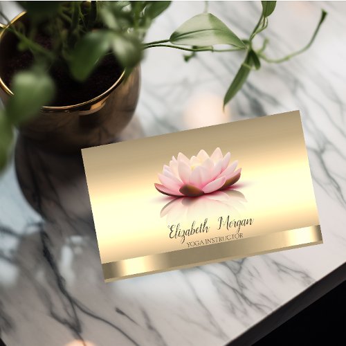 Gold Lotus Flower Yoga Instructor Business Card