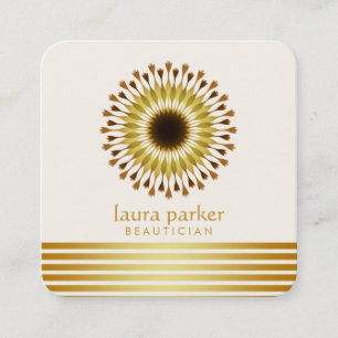 Gold Lotus Flower Yoga Meditation Health Spa Square Business Card