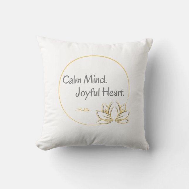 Gold Lotus Inspirational Buddha Quote White Throw Throw Pillow (Front)