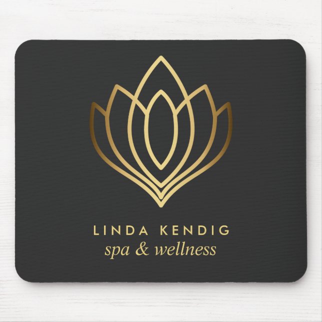 Gold lotus logo Gray | Personalized add your name Mouse Pad (Front)